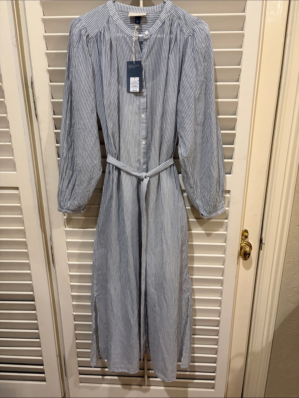 Universal Thread Blue & White Striped Button and belted Dress, Small,NWT